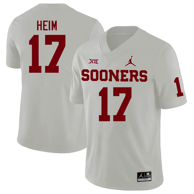 Men #17 Taylor Heim Oklahoma Sooners College Football Jerseys Stitched Sale-White - Click Image to Close